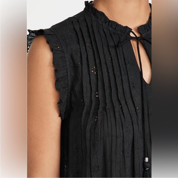 NEW Playa Lucila Black Eyelet Ruffle Tiered Mini Dress Cover-Up Boho Beachy S - Picture 7 of 13